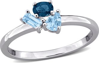 Mimi & Max Multi-Gem Three Stone Cluster Ring Sterling Silver