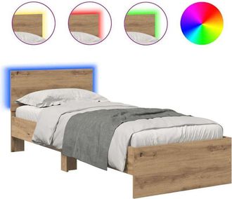 vidaXL Estructura De Cama Con Cabecera Roble Artesanal 75 X 190 Cm Vidaxl
