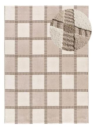 Atticgo Alfombra con relieve geom&eacute;trica beige/blanco 120x170 cm