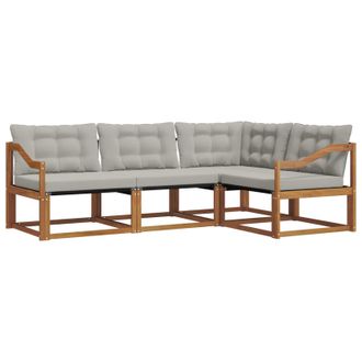 vidaXL Conjunto De Sof&aacute;s De Exterior 4 Pcs Gris Natural Y Claro Vidaxl