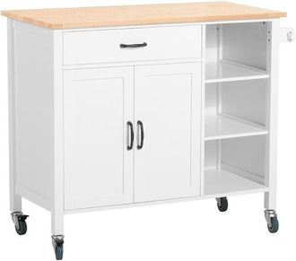 SoBuy Carrito de cocina con 2 puertas 1 caj&oacute;n y 2 estantes mdf blanco
