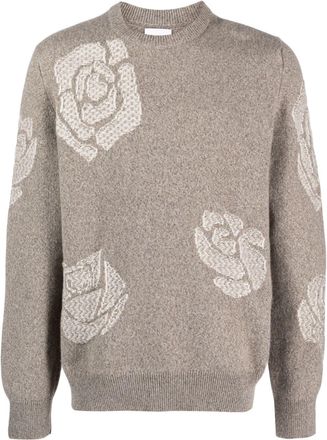 Barrie rose-motif cashmere jumper - men - Cashmere - L - Grey