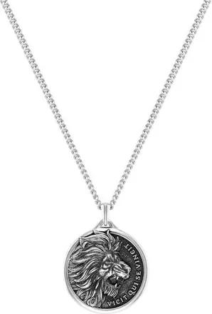 Vincero Mens Lion Pendant Necklace in Silver at Nordstrom