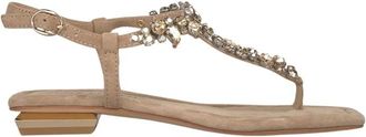 Alma En Pena Platte Teensandaal - Dames - Sandalen - Beige - 38 EU - Leer - Schoenen