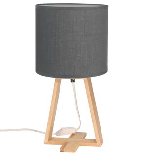 Forlight Nuts (2 Unidades) L&aacute;mpara De Mesa N&oacute;rdica Para Dormitorio Y Sal&oacute;n. L&aacute;mpara Para Mesita De Noche De Madera Natural Y Textil De Color Gris Para Dormitor