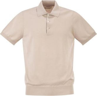 Brunello Cucinelli Poloshirt met korte mouwen - Heren - Polos - Beige - XL - Katoen - Tops