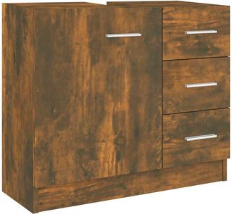 vidaXL Mueble de lavabo madera contrachapada roble ahumado 63x30x54 cm Vidaxl
