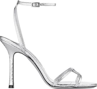 Jimmy Choo London 100mm Leo ankle-strap open-toe sandals - Argento