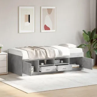 vidaXL Sof&aacute; Cama Con Cajones Sin Colch&oacute;n Gris Hormig&oacute;n 90x190 Cm Vidaxl