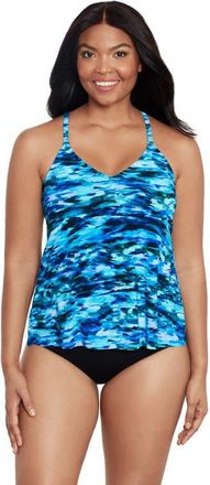 Trimshaper Bili Racerback Tankini Swimsuit Top in Ocean Dream at Nordstrom, Size 12