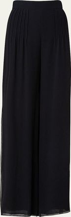 Akris Myriam Pleated Wide-Leg Silk Pants