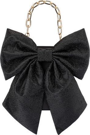 Olga Berg Drew Crystal Bow Top Handle Bag in Black at Nordstrom
