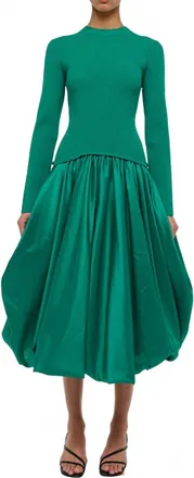 SIMKHAI Kenlie Taffeta Knit Midi Dress In Kelly Green