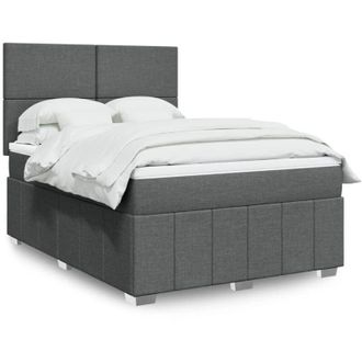 vidaXL Cama Box Spring Con Colch&oacute;n Tela Gris Oscuro 140x190 Cm Vidaxl
