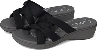 Clarks Breeze Rae Cam Womens Sandals Black/Grey Textile : 9.5 B - Medium, Leather