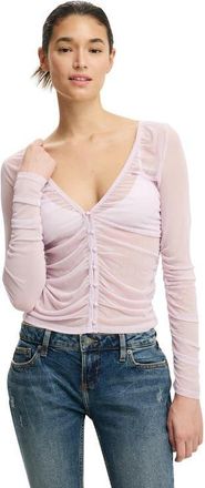 Cotton On Womens Alix Mesh Button Through Long Sleeve in Light Lilac at Nordstrom, Size Xx-Small