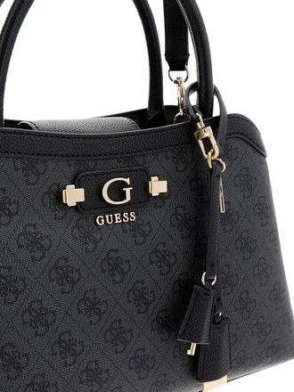 Guess Womens Satchel Bag Coal Logo Polyurethane - Satchel-Bags