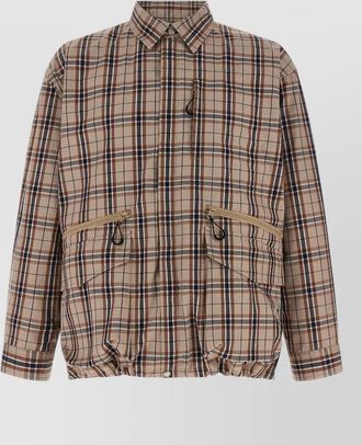 Comme Des Gar&ccedil;ons check shirt jacket elasticated hem zipper pockets