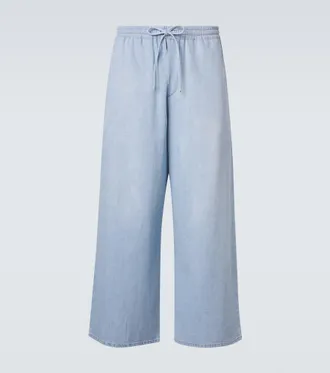 Loewe Anagram denim cropped wide-leg pants