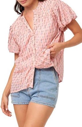 Ciebon Charley Puff Sleeve Button-Up Top in Pink at Nordstrom Rack, Size Small