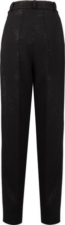 The Mannei Womens Silk Sequin Straight Trousers Black