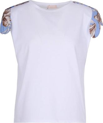 Liu Jo T-shirt met bloemenmouwen - Wit