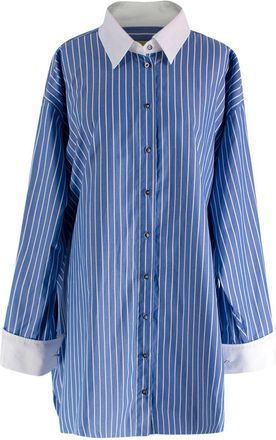 Marques Almeida Blue Contrast Collar Stripe Shirt Size M