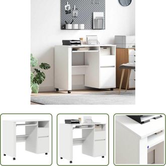 vidaXL Scrivania per ufficio - Scrivania con Ruote Bianco 91 x 50 x 77 cm Legno multistrato