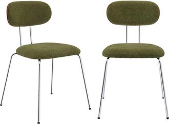 Sweeek Silla de madera curvada te&ntilde;ida de nogal y tejido repelente a agua