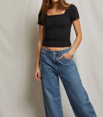 perfectwhitetee Rikki Jersey Square Neck Tee In True Black