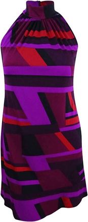 American Living Womens Abstract Shift Dress In Purple Multi