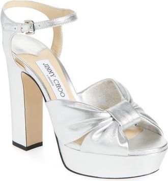Jimmy Choo London Heloise Platform Sandal in Silver at Nordstrom, Size 9.5Us