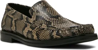 Steve Madden Chester Snake Embossed Leather Loafer in Grey Snake at Nordstrom, Size 10.5