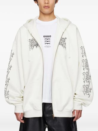 VETEMENTS graphic-print zip-up hoodie - White