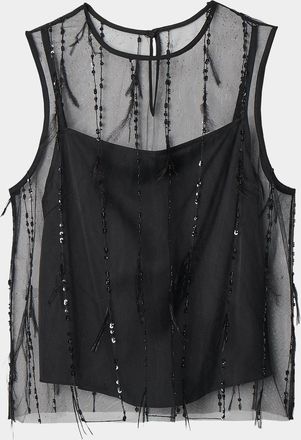 Rag & Bone Geena Sheer Embellished Tank