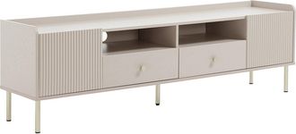 Vente-Unique Mueble TV con 2 puertas, 2 cajones y 2 huecos - Beige y dorado - LUNAOR
