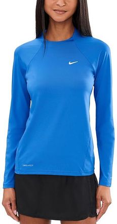 Nike Dri-FIT UV Long Sleeve Hydroguard Womens Swimwear Blue Crystal : XL, Polyester/Spandex