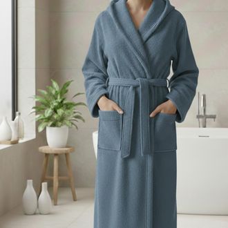 Dmora Albornoz Satina, 100% Algod&oacute;n Con Capucha, Estructura En Tono Azul Fiordaliso, Talla Xxl, Azul Fiordaliso