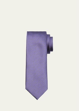 Tom Ford Mens Contrast Herringbone Silk Tie
