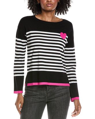 CeCe by Cynthia Steffe Cece Sailor Stripe Heart Sweater