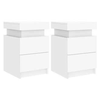 Berkfield Home Bedside Cabinets with LED Lights 2 pcs White 35x39x55 cm | Size: 35 x 39 x 55 cm