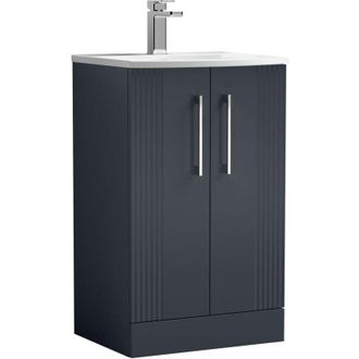 Nuie Nuie - Deco Floor Standing 2-Door Vanity Unit with Basin-4 500mm Wide - Satin Anthracite