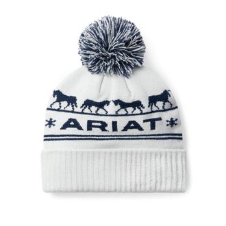 Ariat Womens Apres Ski Beanie Hat in Off White, Size OS, by Ariat