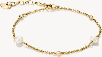 Thomas Sabo bracciale con perle e zirconi bianchi in oro giallo, bianco