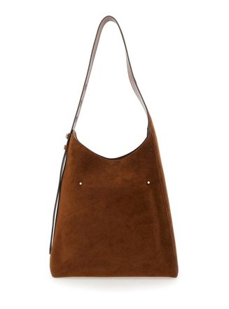 Tory Burch Womens Shoulder Bag Romy Brown Suede Bovine Leather