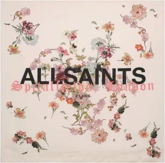 AllSaints Valen Etta Square Silk Twill Scarf in Sheer Pink at Nordstrom