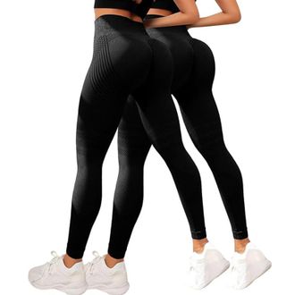 Generic 2 Pack Anti Cellulite Leggings for Women UK Cellumove 3D Compression Leggings Tummy Control High Waist Push Up Yoga Trousers Opaque Figure Sculpting B