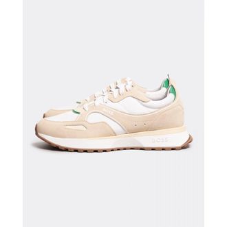 Boss Orange by Hugo Boss Jonah Mens Mixed-Material Low-Top Trainers With Branded Details - Natural - Size UK 11