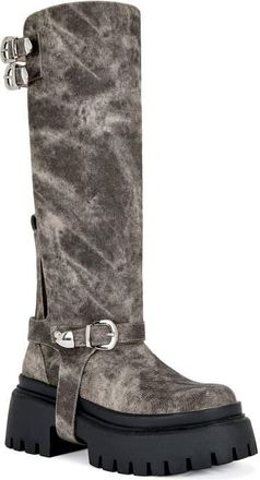 Azalea Wang Rampage Knee High Platform Boot in Brown Multi at Nordstrom, Size 6.5