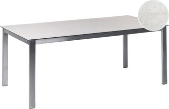 Beliani Mesa De Comedor De Jard&iacute;n De 6 Plazas 180 X 90 Cm Tablero De Cristal Cer&aacute;mico Templado Estructura De Acero Inoxidable Blanco Cosoleto